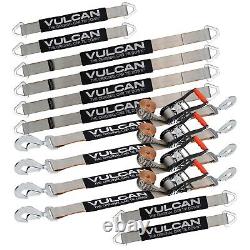 VULCAN Silver Series Axle Strap Tie Down Kit Snap Hook Ratchet Straps