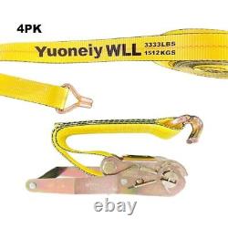 Yuoneiy Heavy Duty Ratchet Straps Tie Down (4PK) 2 x 30' x 10000 lbs J Hook